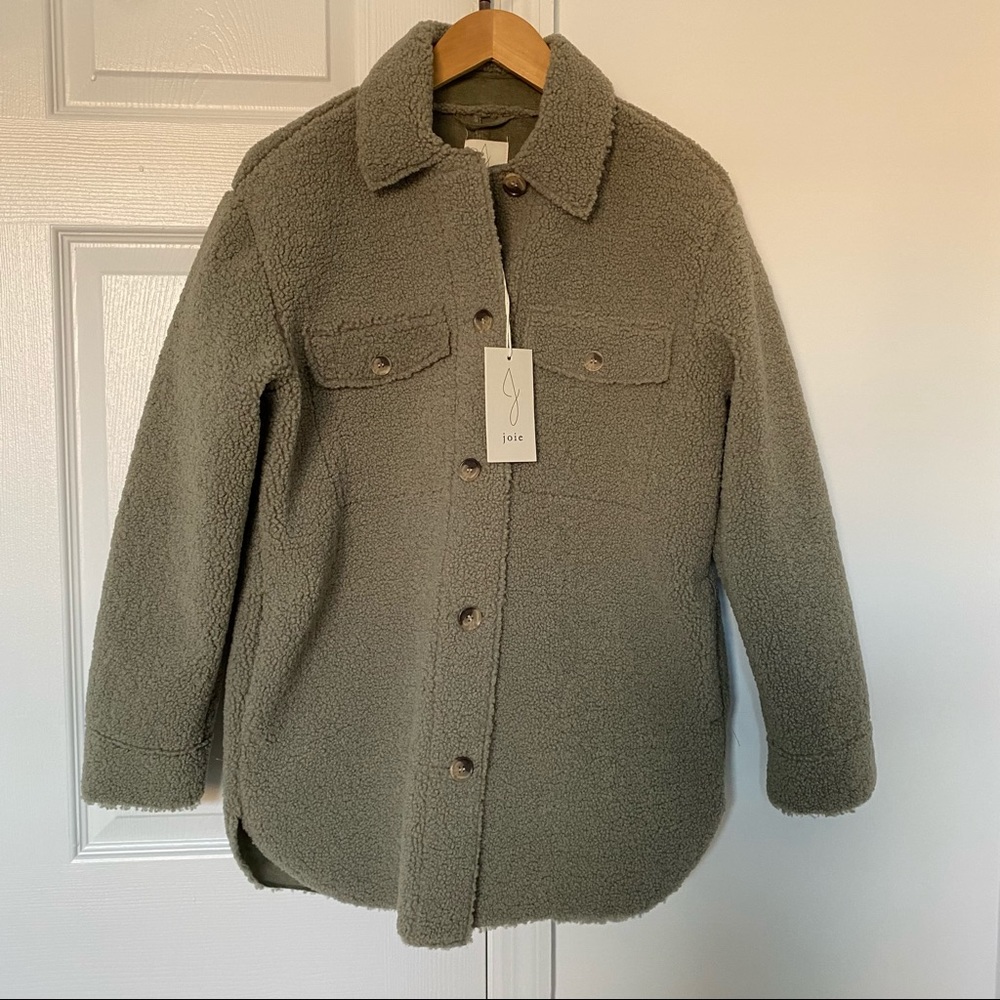Joie Sherpa Oversized Shacket Light Olive Green
